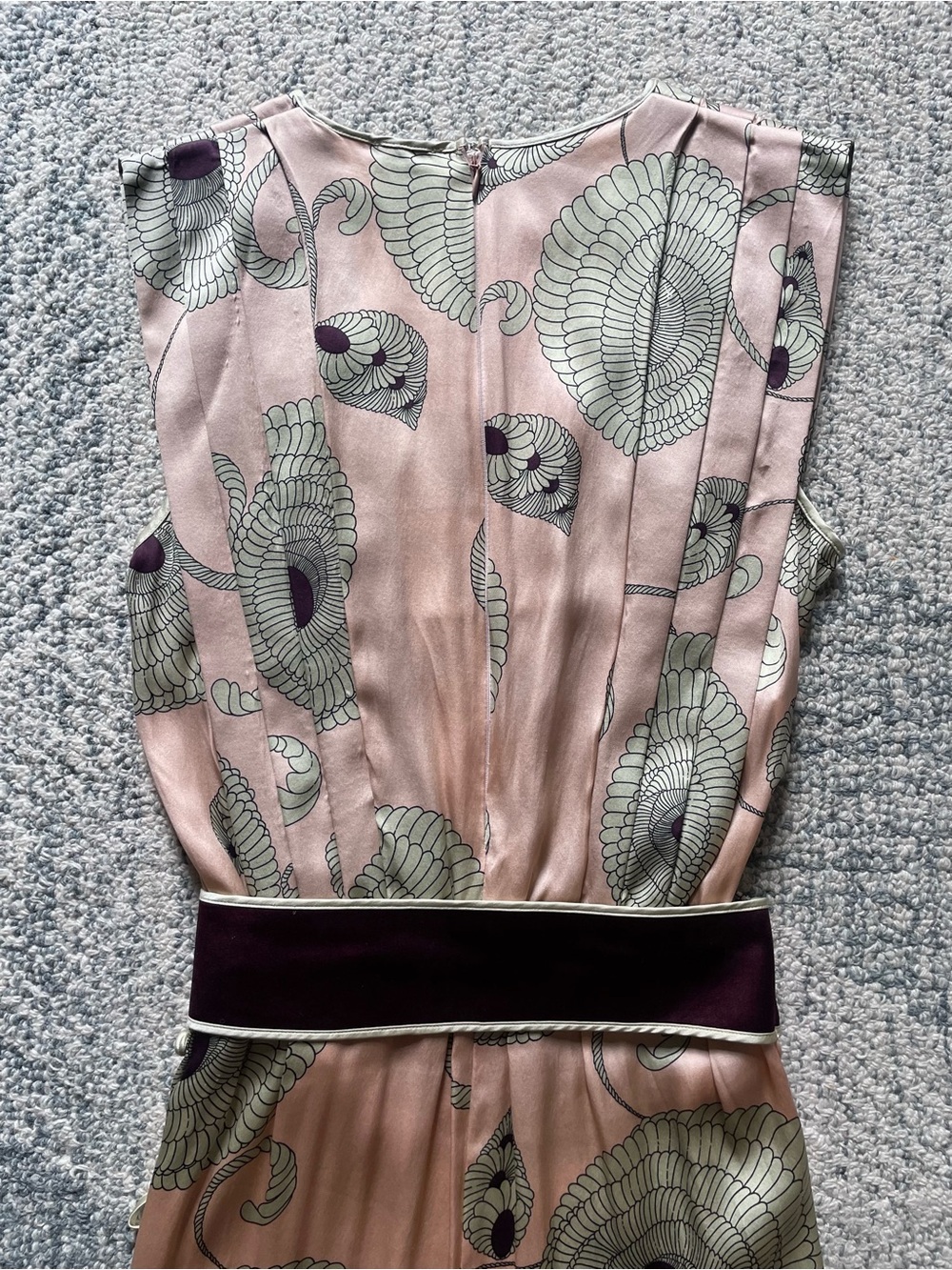Vintage LA PERLA Main Line Silk Dress Medallion Floral Print Dusty Rose Purple - Picture 10 of 13